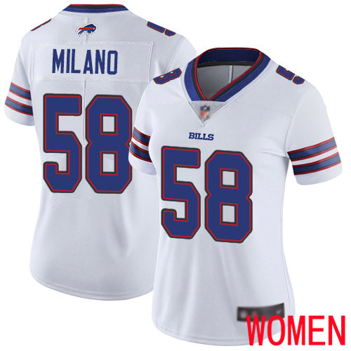 Women Buffalo Bills #58 Matt Milano White Vapor Untouchable Limited Player NFL Jersey